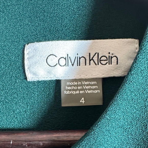 Calvin Klein Teal Green Sleeveless Ruffle Hem Work Professional Dress Size 4 - Picture 2 of 7